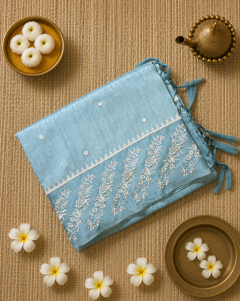 Tussar Linen Saree with Embroidery