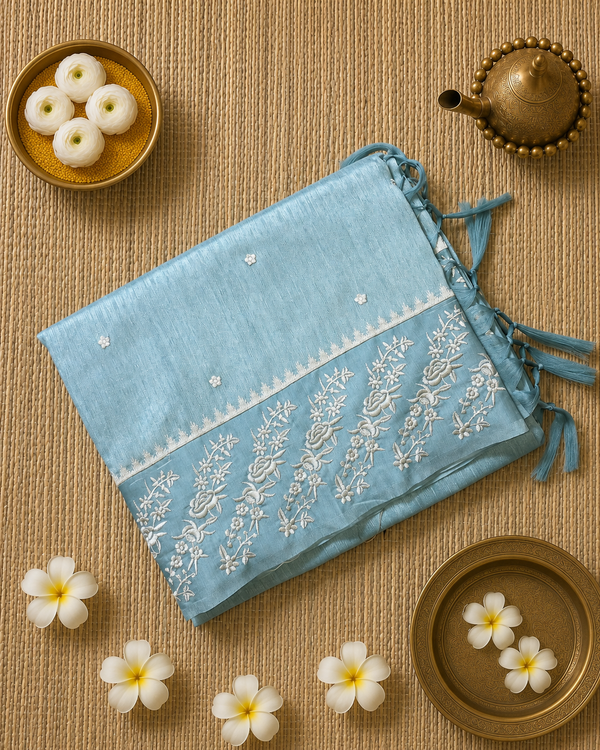 Tussar Linen Saree with Embroidery