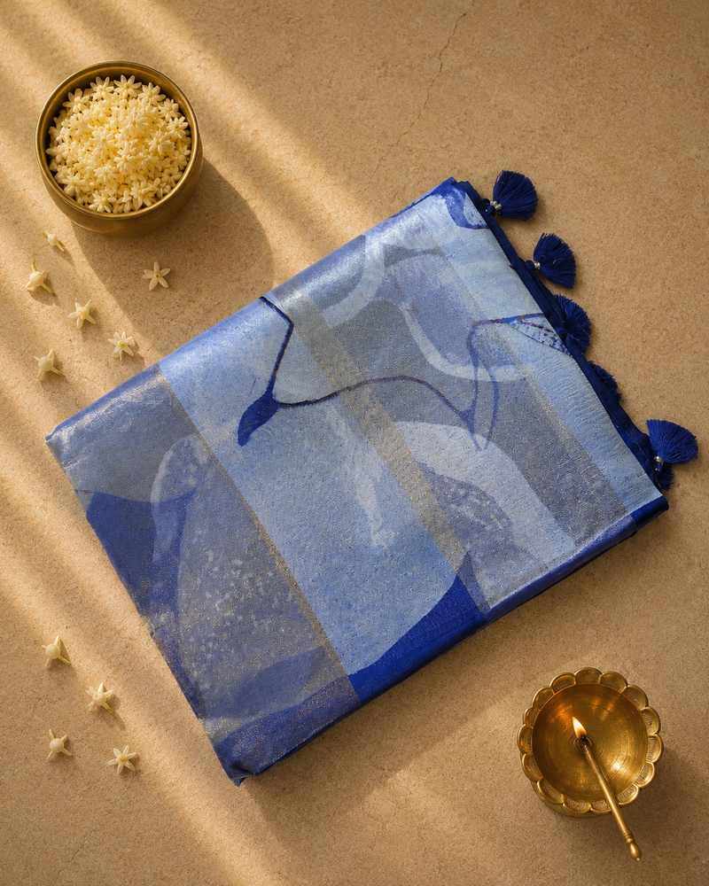 Pure Organza and Tissue Digital Printed Saree with Satin Blouse