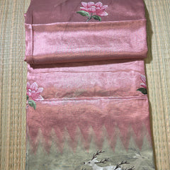 Pure Kora Tissue Saree with Embroidery and heavy Blouse