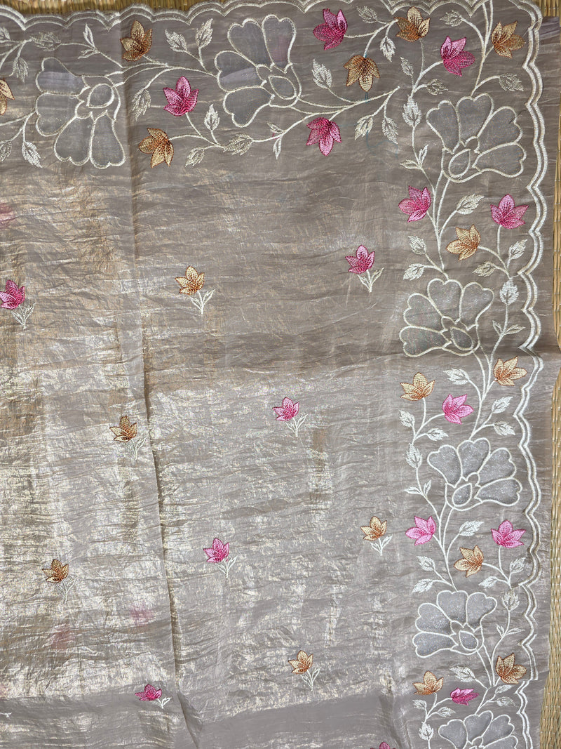 Crush Tissue Saree with Embroidery