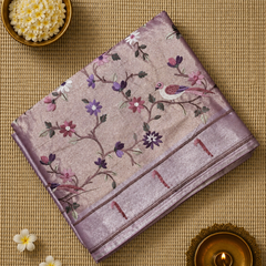 Pure Kora Tissue Saree with Muniya Border and Heavy Embriodery