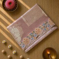 Kota Tissue Saree with Sona Rupa Zari and Scallop Border