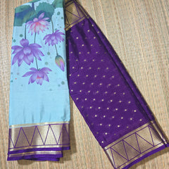 Premium Printed Semi Mysore Crepe Saree