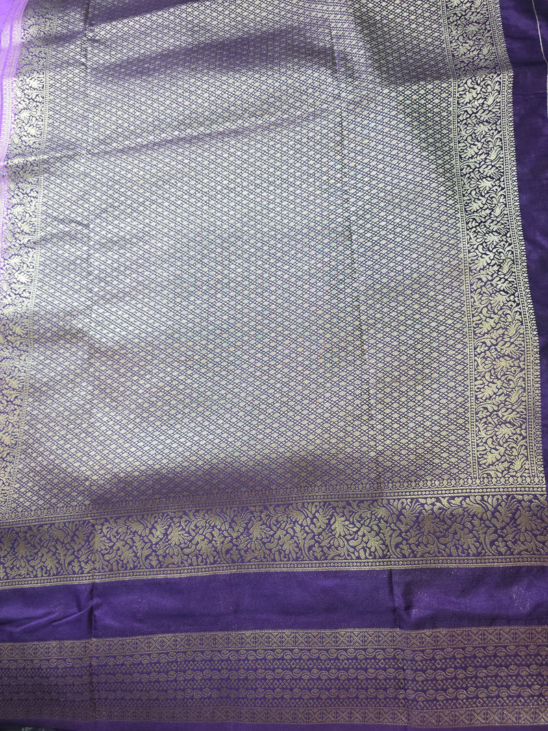 Premium Semi Mysore Crepe with Checks and Gap Border