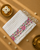 Pure Tussar Silk Saree with Vertical Zari Stripes and Petit Point Embroidery