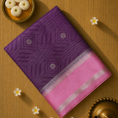 Premium Semi Mysore Crepe Saree with Thread Weaving and Rich Pallu