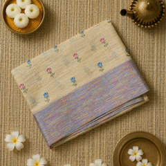 Linen Sari with Embriodered Motifs