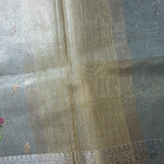 Kota Tissue Saree with Floral Embroidery