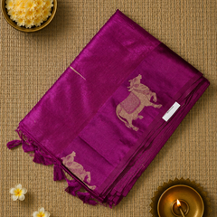 Tussar Silk Saree with Beautiful Pichwai Border and Pallu