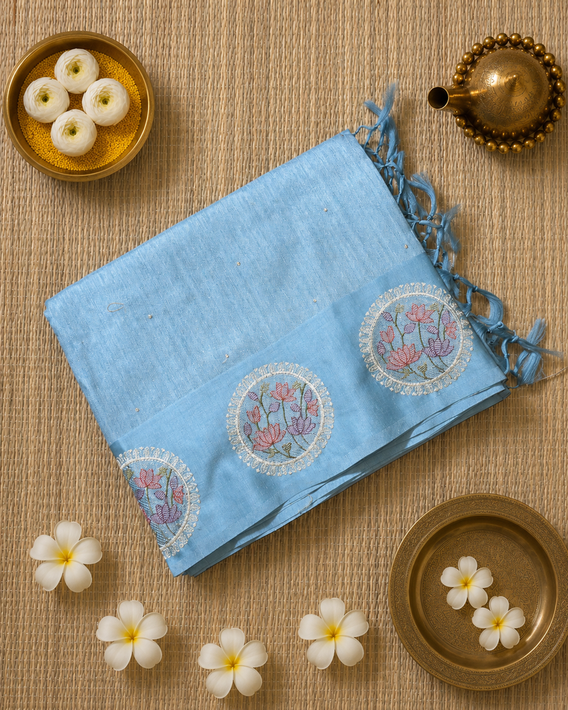 Tussar Linen Saree with Embroidery