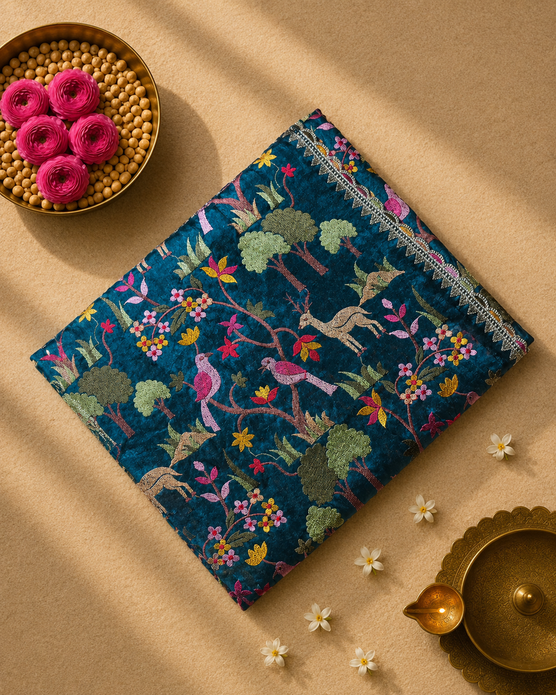 Pure Raw Silk Saree with all over Embroidery