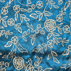 Pure Raw Silk Saree with Scalloped Border and Embroidery