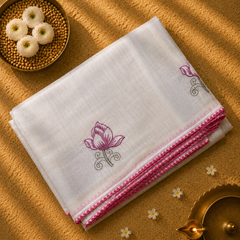 Kora Saree with all over Motifs and Tissue Blouse