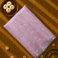 Pink Linen Tissue Saree with Thread work