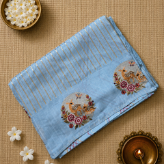 Pure Banarasi Tissue Saree with Petit Point Embroidery