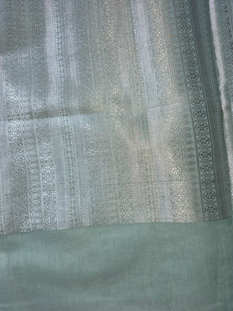 Linen Zari Saree with Pretty Bird Embroidery