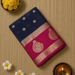 Vintage Style Crepe Saree with Contrast Border
